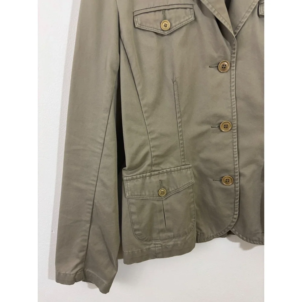 Eddie Bauer Safari Jacket Women's 4 Khaki Cotton Utility Blazer‎